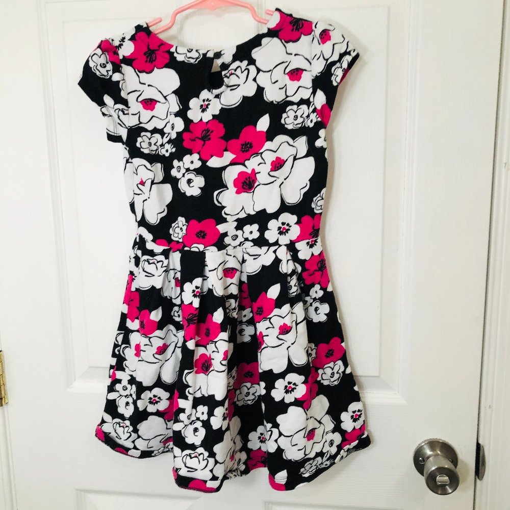 Gymboree Black & Pink Floral Sweatshirt Dress Size 8